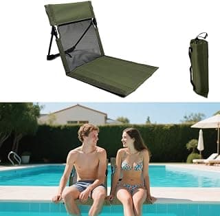 Verveens Portable Poolside Chairs with Mesh Backrest,Lightweight Foldable Beach Chairs with Carry Bag for SwimmingPool Sunbathing Camping Picnic Lawn Road Trips