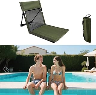 Verveens Portable Poolside Chairs with Mesh Backrest,Lightweight Foldable Beach Chairs with Carry Bag for SwimmingPool Sunbathing Camping Picnic Lawn Road Trips