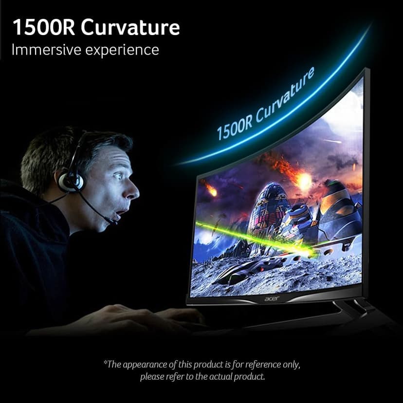 Acer Nitro 31.5 Inch WQHD 2560 x 1440 1500R Curved PC Gaming Monitor | AMD FreeSync | Up to 180Hz Refresh | 1ms VRB | Speakers | One Display Port 1.4 & Two HDMI 2.0 | XZ320QU S3bmiiphx
