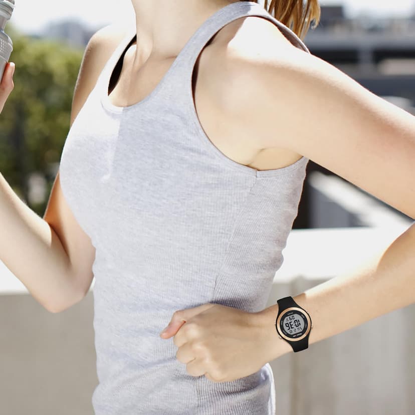 GOLDEN HOUR Waterproof Sport Women's Digital Chronograph Silicone Strap Watch