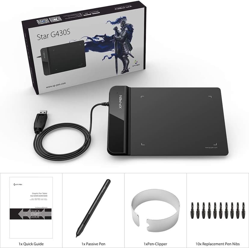 Drawing Tablet XPPen G430S OSU, Graphic Drawing Tablet with 8192 Levels Pressure Battery-Free Stylus, 4 x 3 inch Ultrathin, for OSU Game, Online Teaching Compatible with Window/Mac Black