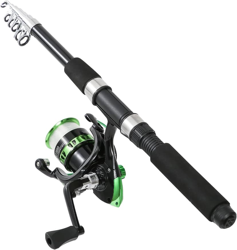 Tripquips Fishing Rod, 6.9ft Telescopic Fishing Rod and Reel Combo with Fishing Pliers and Lip Gripper Fishing Equipment, 5.2:1 Pre-Loaded Spinning Reel Combo Set Fishing Pole