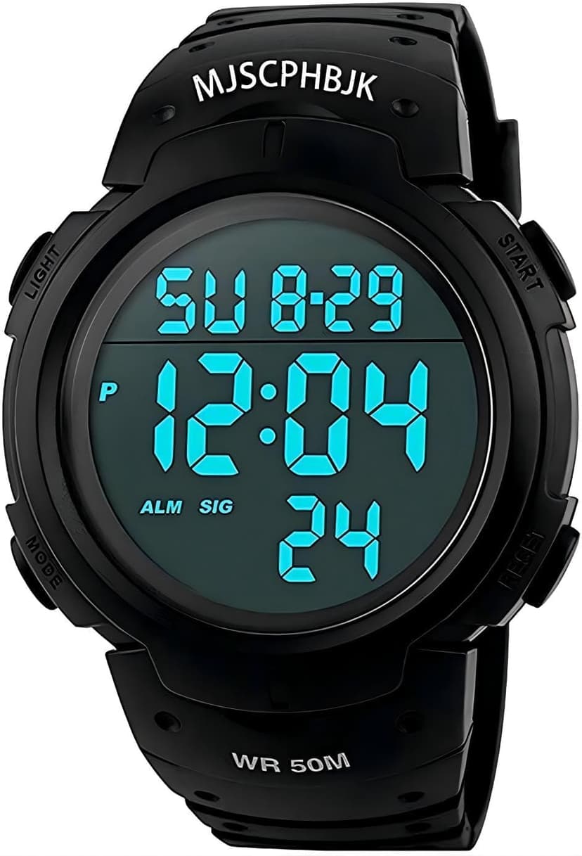 MJSCPHBJK Mens Digital Sports Watch, Waterproof LED Screen Large Face Military Watches for Men