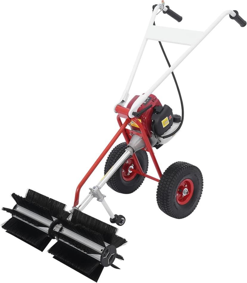 4 Stroke Gas Powered Lawn Sweeper,23.6 Inch Hand Push Sweeper for Leaves and Debris, Hand Push Yard Cleaner with Adjustable Handle for Driveway, Patio, Artificial Grass