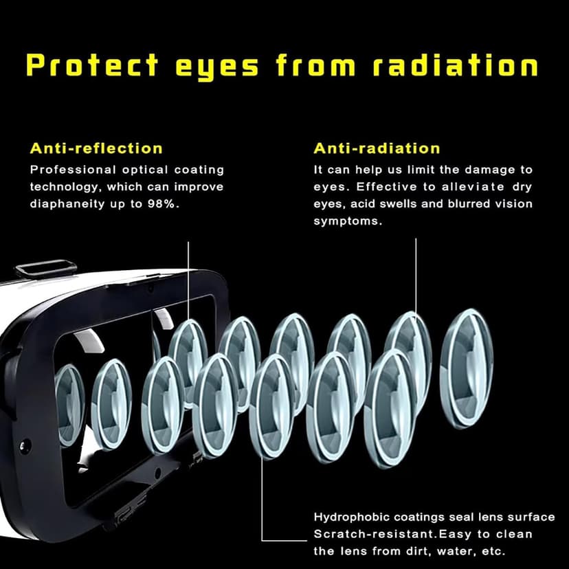 UMEEUTOO 2025 New VR Headset for iPhone & Android Phone, Virtual Reality Goggles for VR Game Video Movies, Education,Kids, Compatible with Phones 4.5"-6.3"