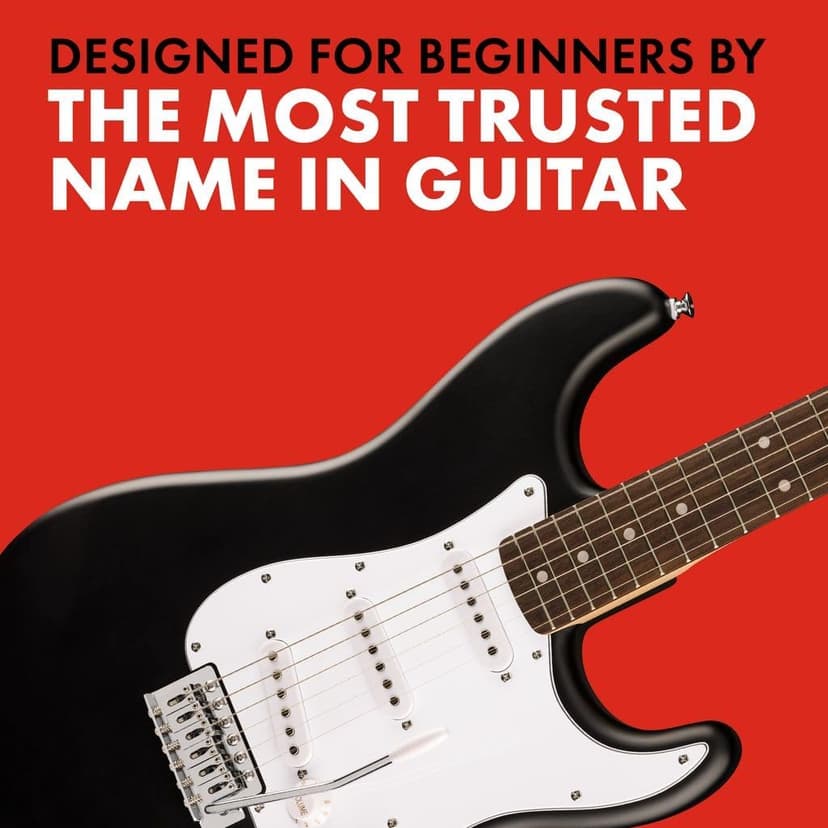 Fender Squier Debut Series Stratocaster Electric Guitar, Beginner Guitar, with 2-Year Warranty, Includes Free Lessons, Black with Matte Finish