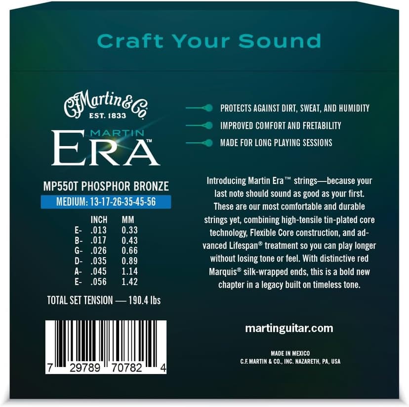 MARTIN MP550T Era Acoustic Guitar Strings, Medium