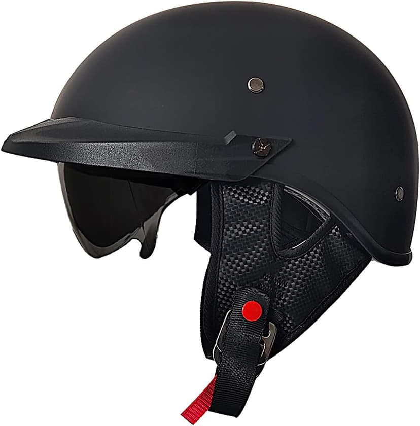 Motorcycle Half Helmet with Sun Visor Motorcycle Helmets for Men Women Helmet for Adult Scooter ATV Cruiser DOT Approved