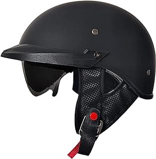 Motorcycle Half Helmet with Sun Visor Motorcycle Helmets for Men Women Helmet for Adult Scooter ATV Cruiser DOT Approved