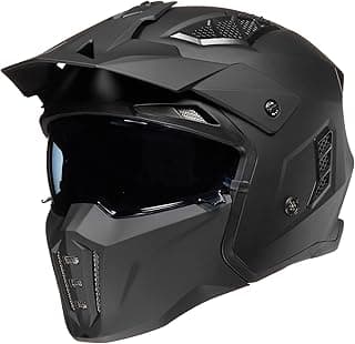 ILM Open Face Motorcycle 3/4 Half Helmet for Men and Women, Vintage Retro Helmet with Visor for Moped ATV Cruiser Scooter DOT Model Z302(Matte Black,Large)