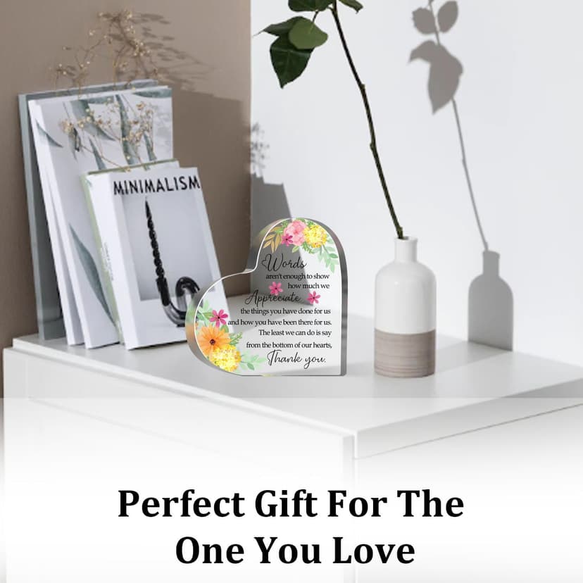 Thank You Gifts for Women Coworkers Boss, Thank You Presents for Friends Teacher, Appreciation Paperweight Desk Decor Plaque, Inspirational Office Sign Acrylic Heart