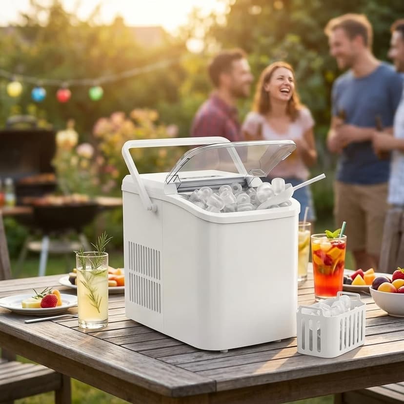 SUMELL Countertop Ice Maker with Handle, 26lbs/24H Portable Ice Machine, Bullet Ice Maker for Home, Kitchen, Camping & Bar