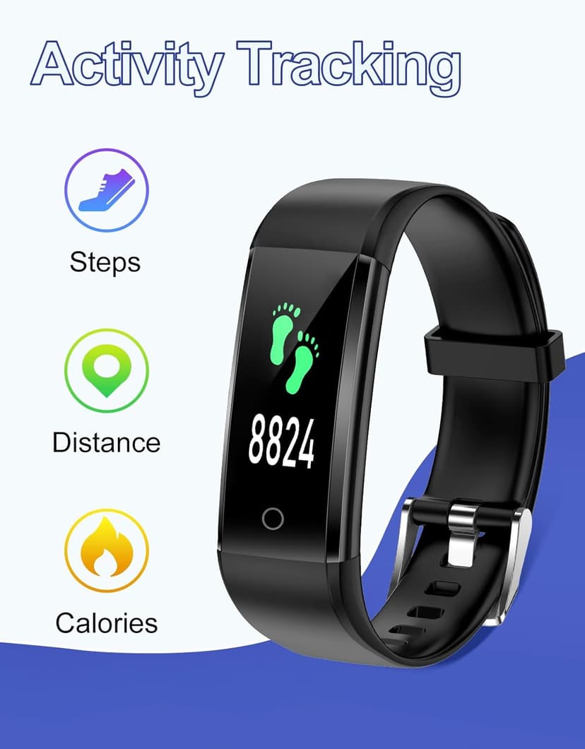 GRV Fitness Tracker Non Bluetooth Fitness Watch No App No Phone Required Waterproof Pedometer Watch with Steps Calories Counter Sleep Tracker for Men Women Parents