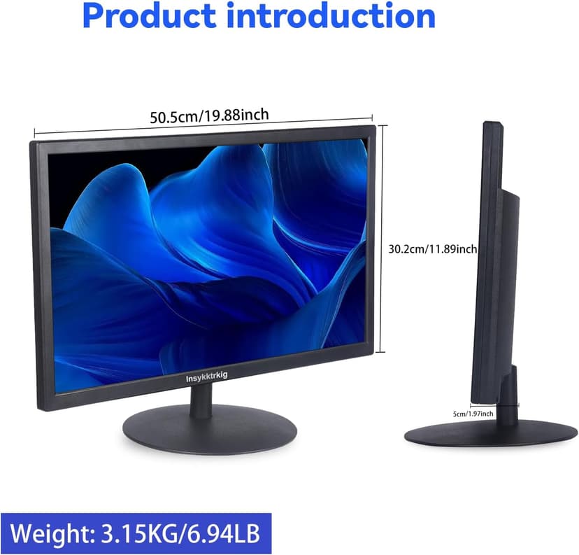 Touchscreen Monitor 21.5" FHD 1080P Multi-Touch Screen HDMI VGA Type-B Dual Speakers,75Hz,VESA,Brightness 300cd/m²,Tilt Adjust,PC Office Laptop Business Computer Desktop Touch Display