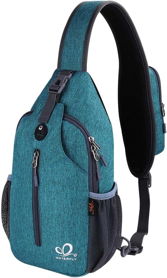 WATERFLY Crossbody Sling Backpack Sling Bag Travel Hiking Chest Bags Daypack (Teal blue) B07WNM894Y