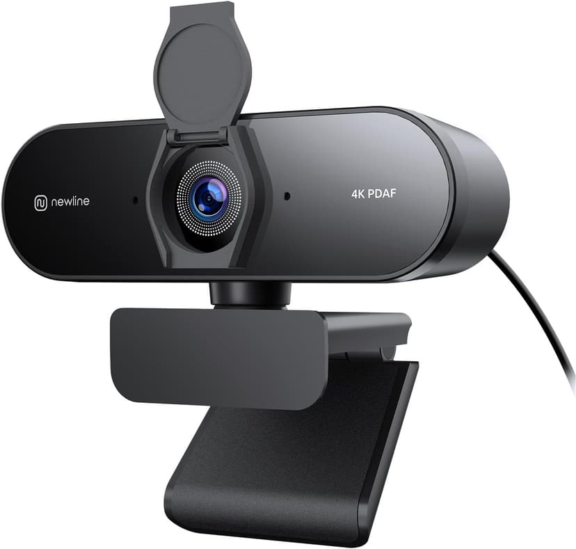 N newline 4K Webcam for PC, PDAF/CDAF Autofocus, 1080P@60FPS, 79° FOV, Auto Light Correction, 2 Noise Reduction Mics, Privacy Cover, USB-A, Streaming Camera for Skype, Teams, Online Meeting, NewEye 62