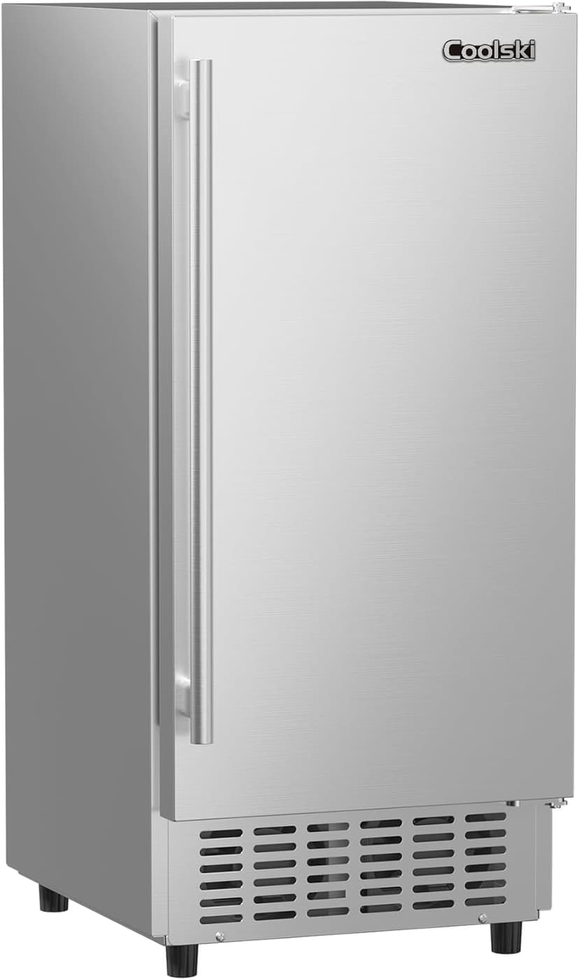 15” Under Counter Ice Maker Machine, 130 Lbs/Day with 30 LBS Storage Bin, Built-in Freestanding Stainless Steel Ice Maker with Auto-Cleaning, Smart LCD Panel, for Commercial & Home Outdoor Use