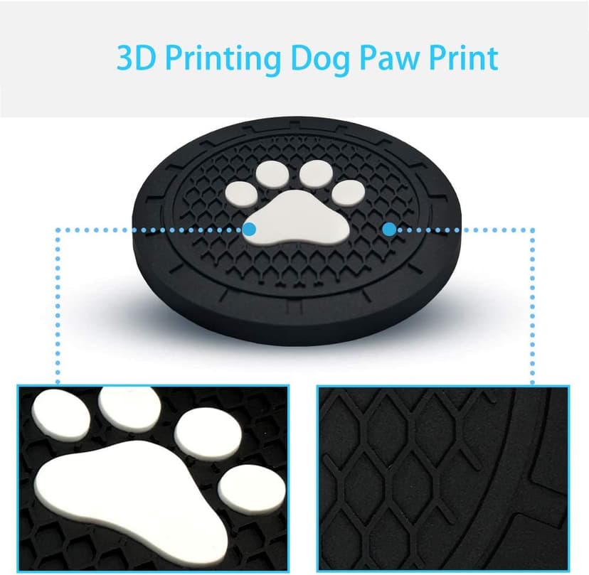 Car Cup Holder Coasters-Car Interior Accessories 2.75 inch Silicone Anti Slip Cute Dog Paw Car Coaster -Universal (Pack of 2)