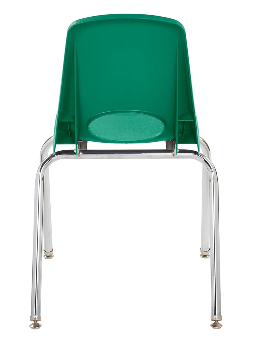 FDP 18" School Stack Chair, Stacking Student Seat with Chromed Steel Legs and Nylon Swivel Glides For In-Home Learning, Classroom or Office - Green (4-Pack), 10384-GN