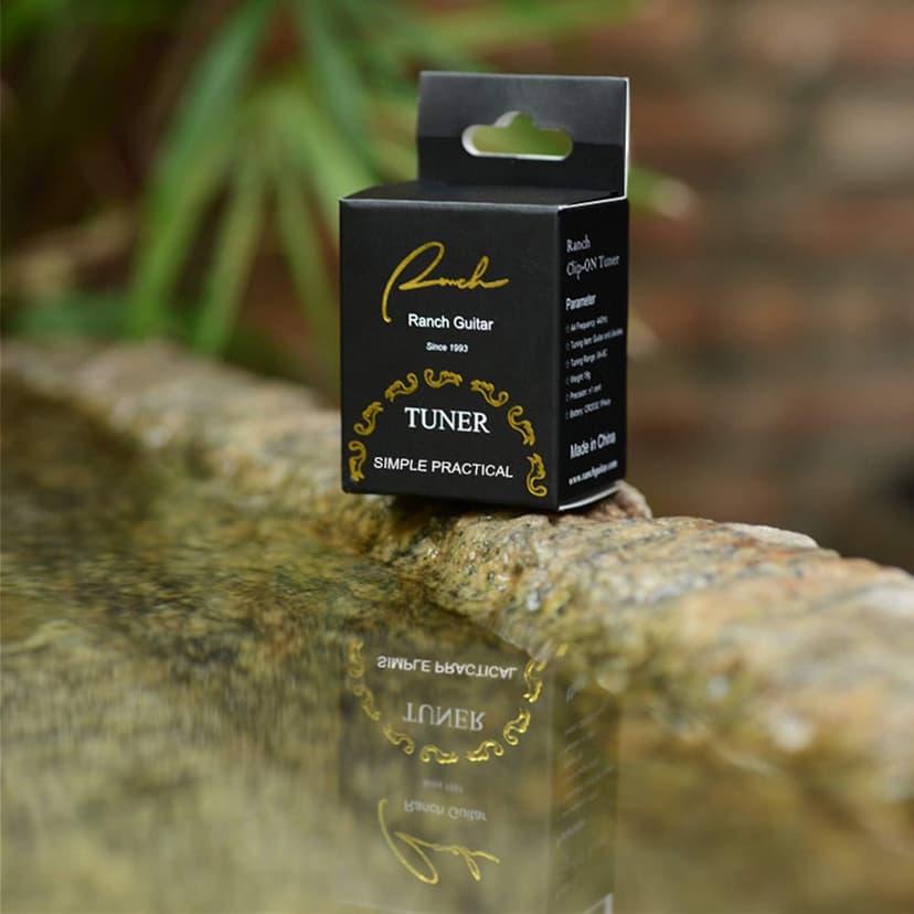 Ranch Guitar Tuner Clip On for Acoustic/Electric Guitar, Ukulele, Violin, Bass, Banjo - Fast & Accurate Chromatic Tuner with Noise Immunity Durable String Instrument Tuners - Classic Black