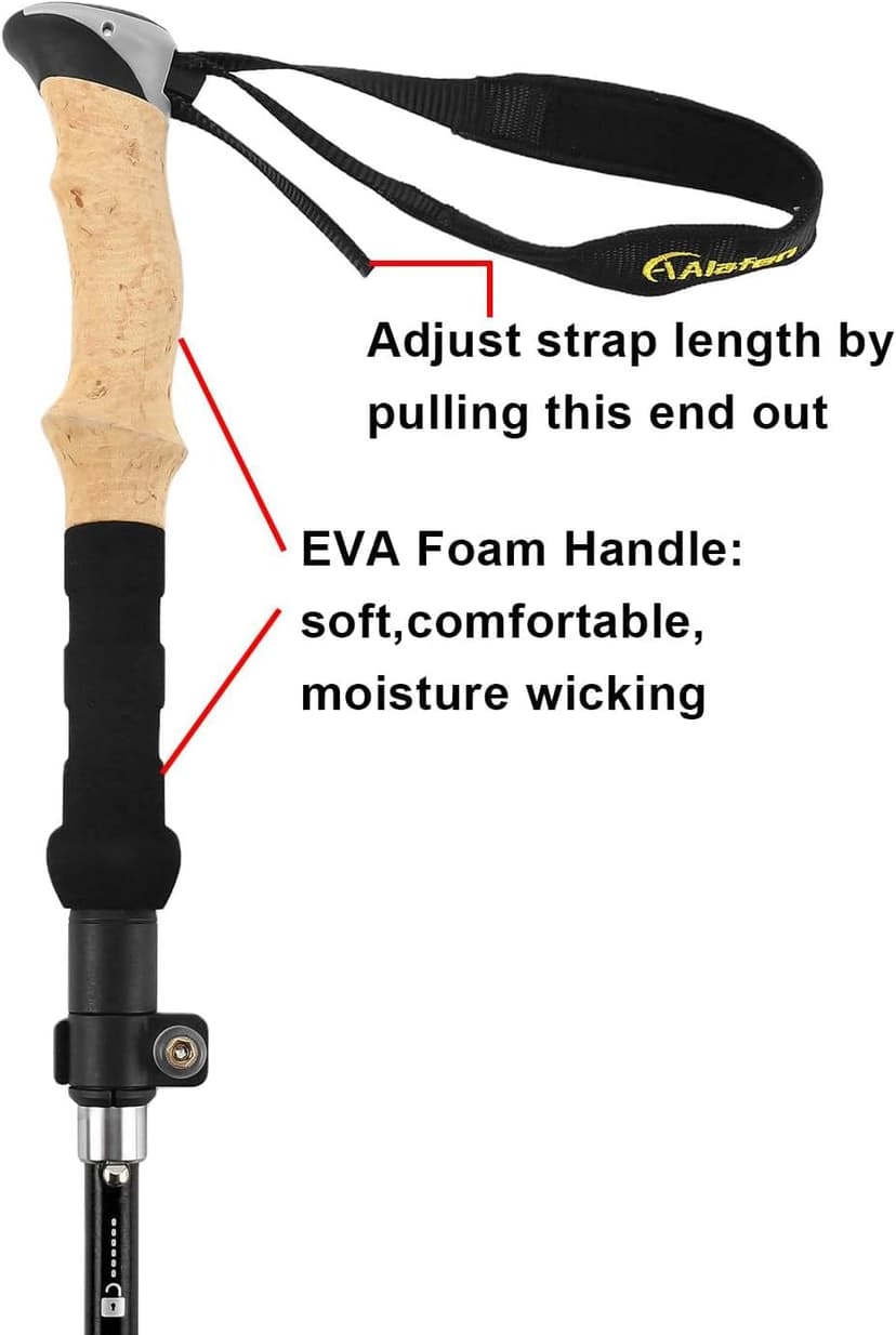 A ALAFEN Lightweight Collapsible Trekking Pole - 7075 Aluminum Adjustable Walking Stick for Hiking & Travel, Foldable Quick-Lock Design, Single Pole for Adults & Seniors