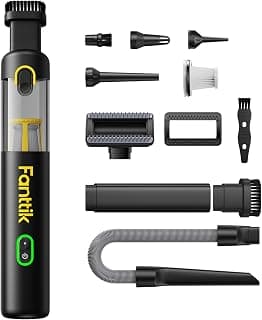 Fanttik Slim V8 APEX Car Vacuum, 4-in-1 Portable Mini Cordless Vacuum with 19000pa Suction Power, Type-C Charge, 2 Suction Modes, Handheld Vacuum for Small Jobs, Car, Office Desk, Keyboards (Black)