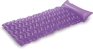 Intex Tote 'N Float Wave Mat Durable Vinyl Floating Inflatable Swimming Pool Lounger with Built-in Pillow Rest, 1 Float, Color Varies