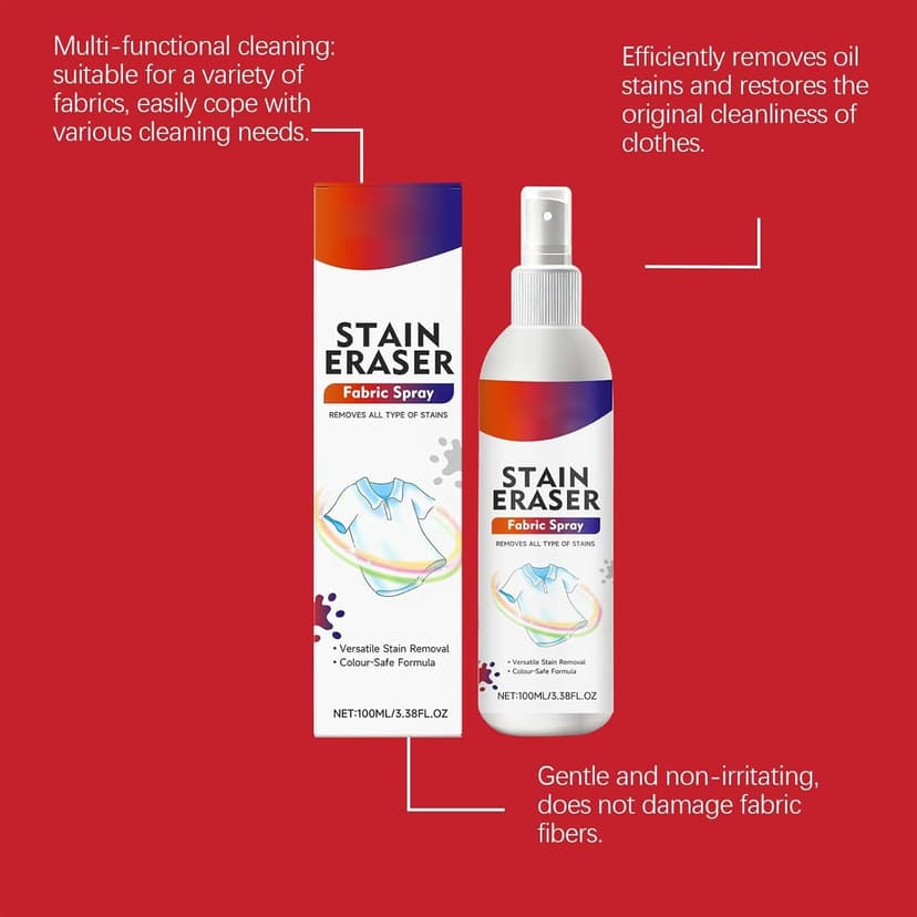 Clothing Stain Remover Spray, 120ml Clothes Cleaning Spray Shirt Stain Cleaner, for Laundry Home Shower Dormitory Travel Bathroom Carpet Couch Sweater