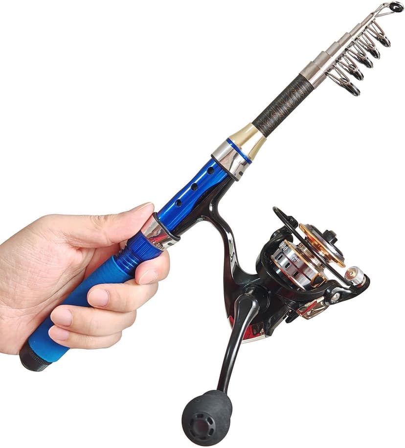 Portable 4.9Ft Telescopic Small Short Fishing Rod and Reel Combos, Shrink 13in Fishing Pole with Bag Line Hook Bait for All Season Fishing in Rivers, Lakes, Rafts, etc.