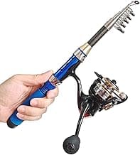 Portable 4.9Ft Telescopic Small Short Fishing Rod and Reel Combos, Shrink 13in Fishing Pole with Bag Line Hook Bait for All Season Fishing in Rivers, Lakes, Rafts, etc.