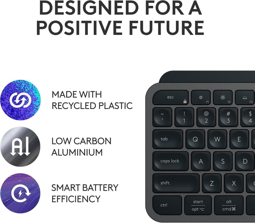 Logitech MX Keys S Wireless Keyboard, Low Profile, Fluid Precise Quiet Typing, Programmable Keys, Backlighting, Bluetooth, USB C Rechargeable, for Windows PC, Linux, Chrome, Mac - Graphite