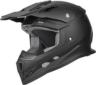 GLX GX23 Dirt Bike/Motocross Helmet - Matte Black, Large - DOT Approved