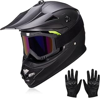 Youth Kids Dirt Bike Helmets Motocross Offroad ATV BMX MX Dirtbike Motorcycle Helmet J-01 with Goggles and Gloves DOT Approved