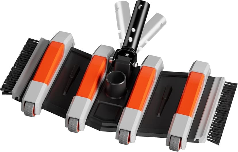 Heavy Duty Pool Vacuum Head with Swivel Handle -Extra-Wide 3.2LB Weighted Vac Heads Side Brush & Wheels for Vinyl Liner-Deep Cleaning for Inground & Above Ground Swimming Pool - Orange