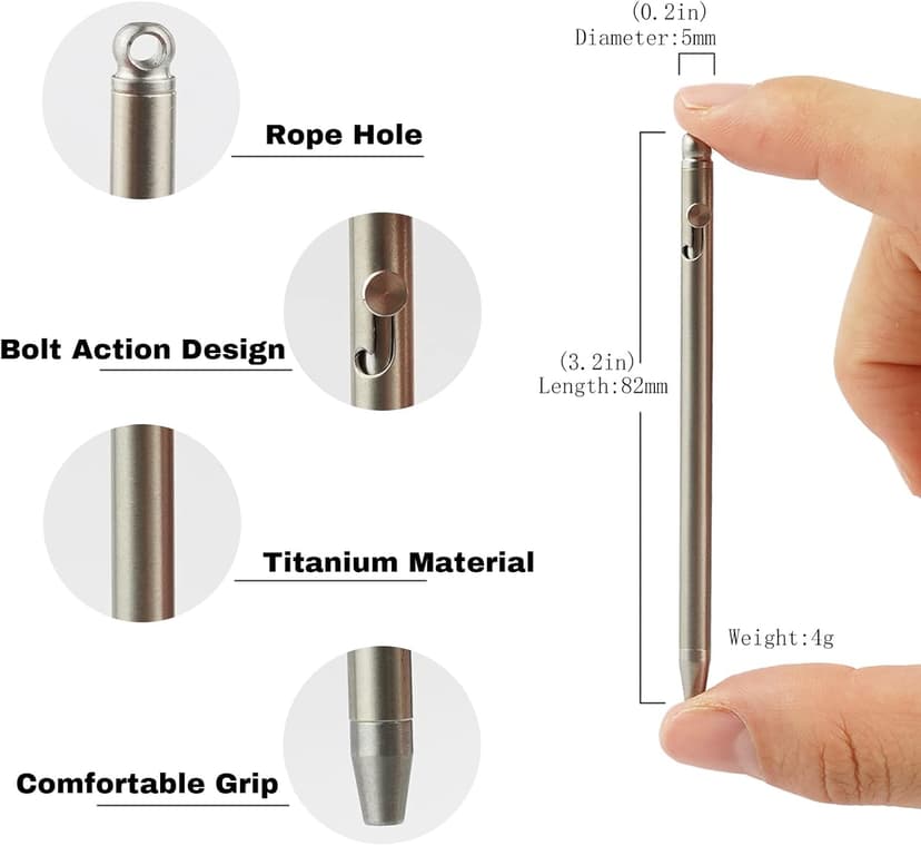 Mini Pen,Non-Toxic Titanium EDC Pen with Keychain, Compact and Stylish Small Pen(Only 82mm in Length and Comes with 2 Refill Cartridges)