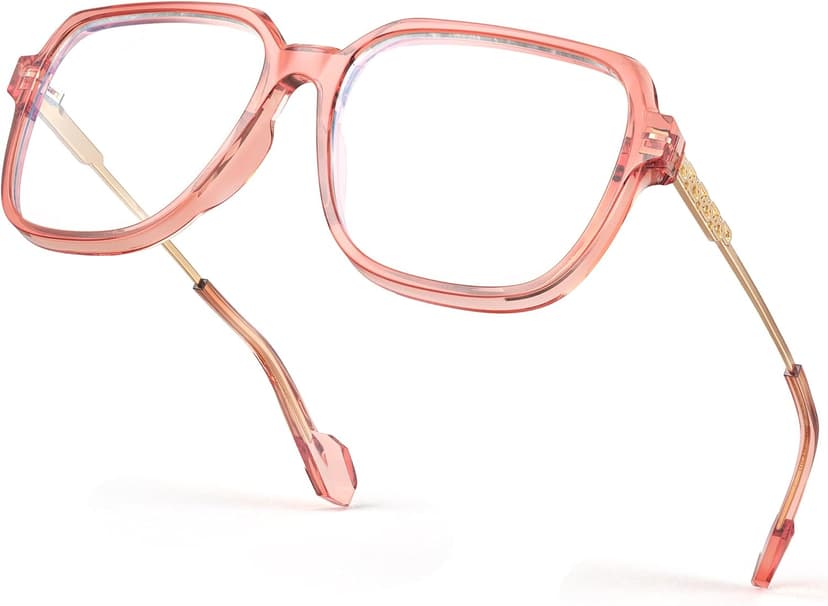 VISOONE Oversized Blue Light Blocking Glasses with Chic Square TR90 Frame and Metal Temple for Women Men REMY