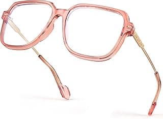 VISOONE Oversized Blue Light Blocking Glasses with Chic Square TR90 Frame and Metal Temple for Women Men REMY