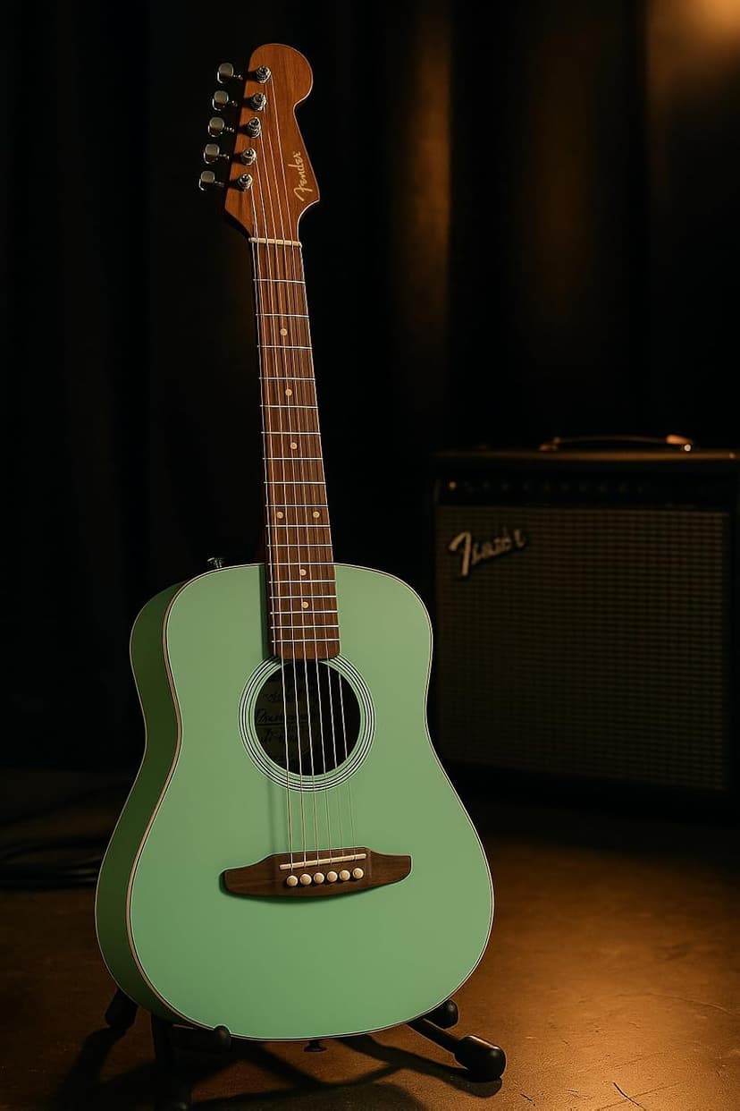 Fender California Standard Redondo Mini Acoustic Guitar - Surf Green Bundle with Gig Bag, Tuner, Strap, Strings, Picks, and Austin Bazaar Instructional DVD