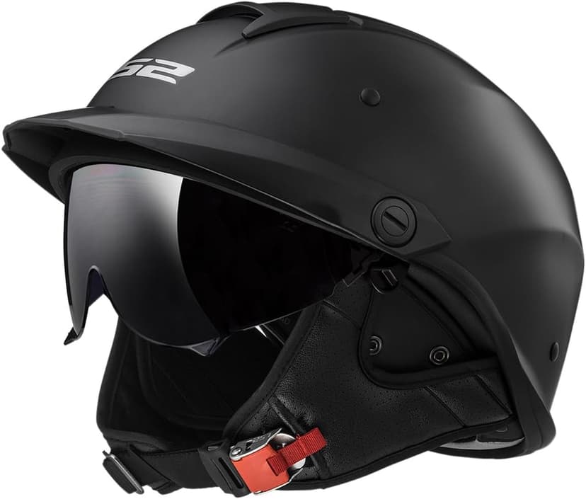 LS2 Helmets Rebellion Motorcycle Half Helmet (Matte Black - Large)
