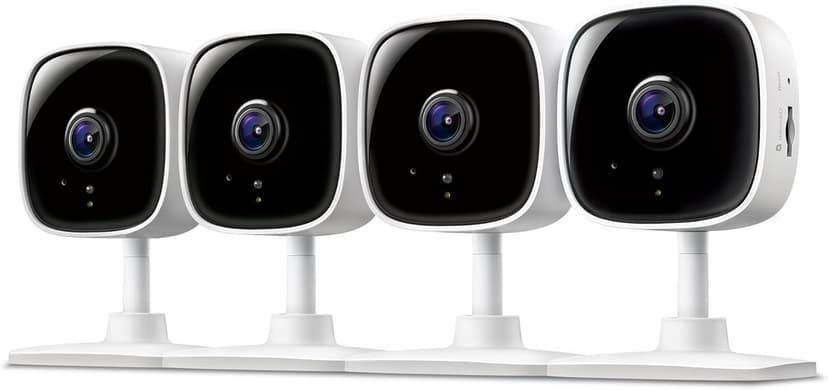 Tapo 1080P Indoor Wired Security Camera - Works as a Baby & Pet Monitor, Motion Detection, 2-Way Audio, Siren, Night Vision, Subscription-Free Local or Optional Cloud, Works with Alexa, C100(4-Pack)