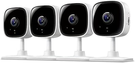 Tapo 1080P Indoor Wired Security Camera - Works as a Baby & Pet Monitor, Motion Detection, 2-Way Audio, Siren, Night Vision, Subscription-Free Local or Optional Cloud, Works with Alexa, C100(4-Pack)