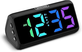 Netzu Loud Alarm Clock for Heavy Sleepers, RGB Alarm Clocks for Bedrooms Seniors Kids, Plug in Digital Clock with 5 Dimmers, 2 Alarms, 4 Volumes and Snooze