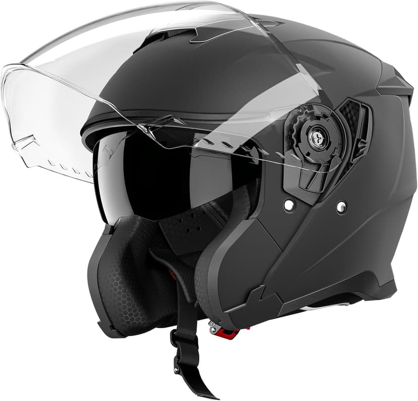 Motorcycle Helmets for Adults, Open Face Motorcycle Helmet with Dual Visor, Casco para Moto DOT Certified, ATV Dirt Bike Snowmobile Motocross Helmet for Men Women, Quick Release Strap, AP-836