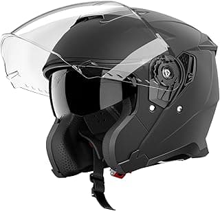Motorcycle Helmets for Adults, Open Face Motorcycle Helmet with Dual Visor, Casco para Moto DOT Certified, ATV Dirt Bike Snowmobile Motocross Helmet for Men Women, Quick Release Strap, AP-836