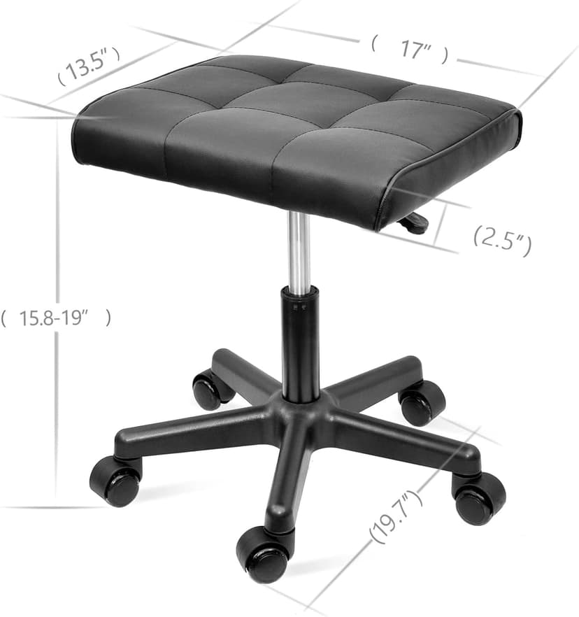 Footrest Under Desk Leg Rest Ottoman Adjustable Height Foot Stool with Wheels Leather Footrest
