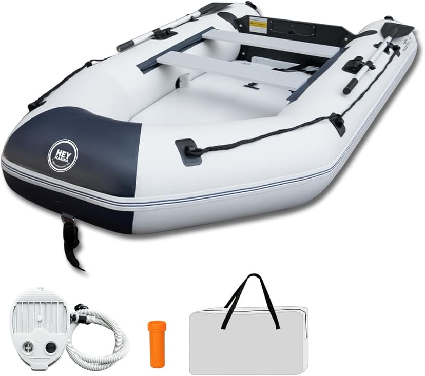 10ft Inflatable Dinghy Boat for Adult with Drop-Stitch Floor 3-4 Person Inflatable Raft with Oars & Carry Bag Heavy-Duty Motor Mount Ready for Fishing Diving Tender or Recreation USCG Approved