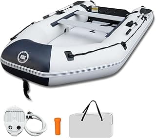 10ft Inflatable Dinghy Boat for Adult with Drop-Stitch Floor 3-4 Person Inflatable Raft with Oars & Carry Bag Heavy-Duty Motor Mount Ready for Fishing Diving Tender or Recreation USCG Approved