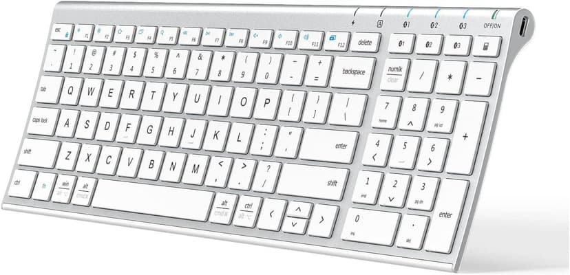 iClever BK10 Bluetooth Keyboard, Universal Bluetooth 5.1 Wireless Keyboard with Number Pad, Ergonomic Design, Multi-Device Compatibility, Stable Connection for Mac, iPad, iPhone, Android, Windows