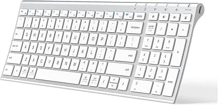 iClever BK10 Bluetooth Keyboard, Universal Bluetooth 5.1 Wireless Keyboard with Number Pad, Ergonomic Design, Multi-Device Compatibility, Stable Connection for Mac, iPad, iPhone, Android, Windows