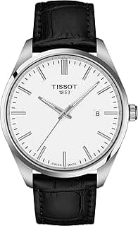 Tissot PR 100 Quartz 40mm, Swiss Quartz Watch for Men, Stainless Steel Case, Black Leather Strap, T1504101601100